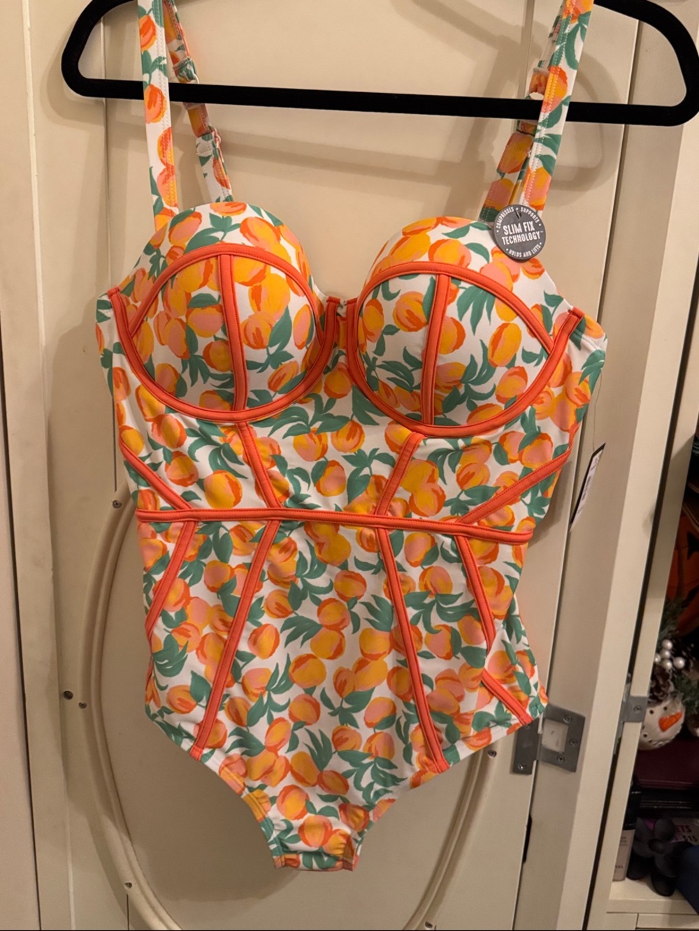 torrid Peach-Print One-Piece Swimsuit in Orange & Green